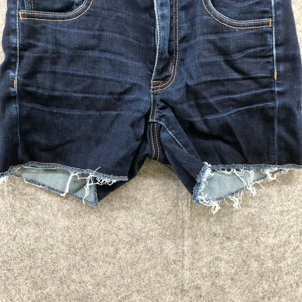American Eagle Hi-Rise‎ Shortie Denim Shorts Womens 2 Blue Dark Wash Cutoff